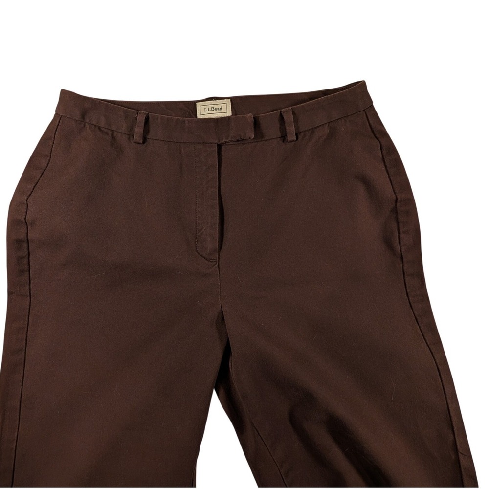 LL Bean Womens Brown Cotton Lycra Straight Crop Capri Pants Stretch Size 6 Reg - Picture 3 of 8